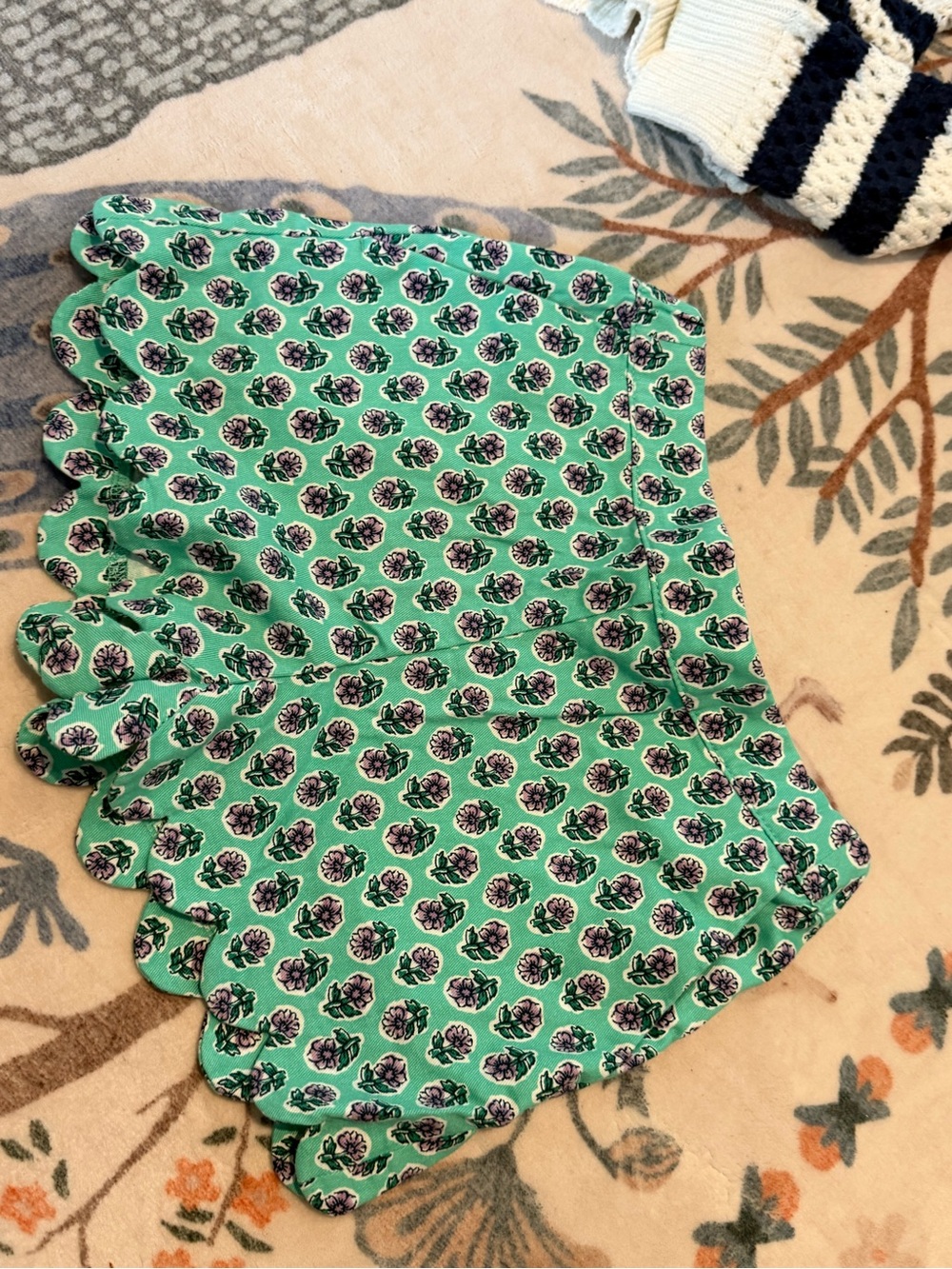 J. Crew Green Floral Scallop-Hem Shorts